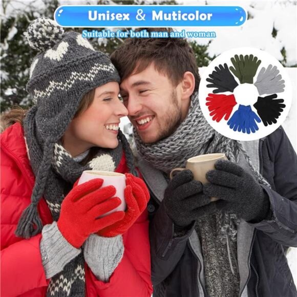 New 100 Pair Winter Gloves Bulk Warm Knitted Stretchy Gloves with Multicolor - Picture 3 of 7